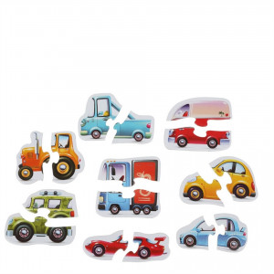 Puzzle 16 piese, Masinute, CUbika