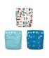 Set 3 scutece textile Charlie Banana Oceana cu inserturi noi cu fleece (scutece hibrid, cu buzunar sau AI2)