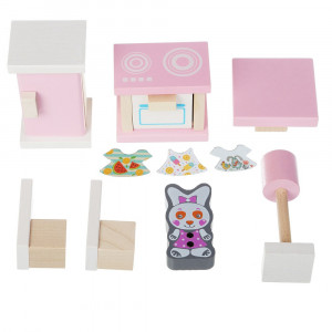 Set Constructii 10 piese, My Kytchen ,Jucarie Din Lemn Cubika