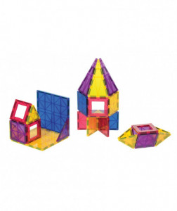 Set Playmags Junior: 32 piese magnetice de construcție + 6 clickins ABC