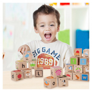 ABC Blocks, cuburi educative din lemn, Wonderworld
