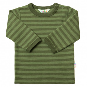 Bluză din lână merinos Joha - Green Stripe