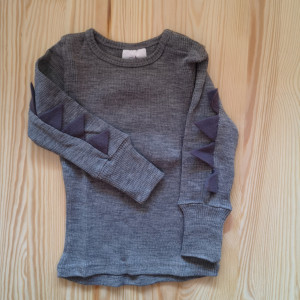 Bluza ManyMonths Dino lână merinos - Silver Cloud