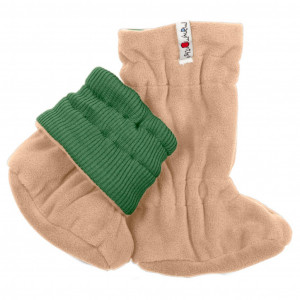 Botosei ajustabili ManyMonths Winter Booties pt babywearing - Jade Green/Beige
