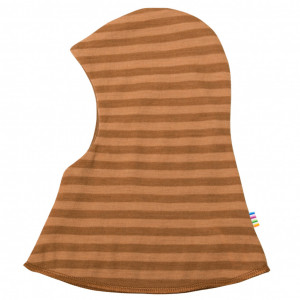 Cagulă dublată reversibilă din lână merinos Joha - Rusty Stripe