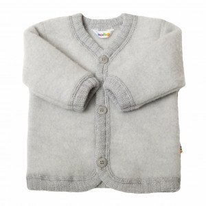 Cardigan din lână merinos fleece, Joha - Basic Silver Melange