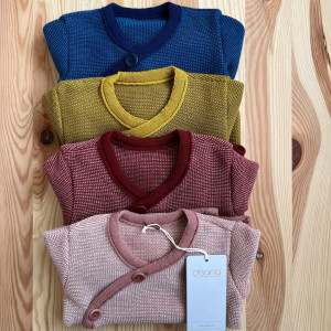 Cardigan lână merinos Disana - Bordeaux/Rose