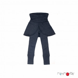Colanți lână merinos cu fustă Manymonths - Butterfly Foggy Black