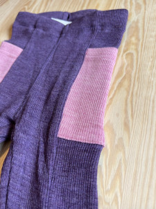 Colanți lână merinos Manymonths cu buzunare - Pocket Dusty Grape