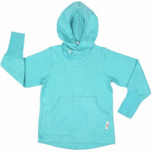 Hoodie ManyMonths Kangaroo cânepă si bumbac organic - Turquoise, marime 5-7,5 ani
