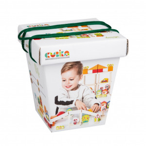 Kit De Constructie Pentru Baietei 55 piese, Jucarie Din Lemn, Cubika