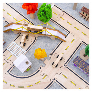 Roadway, traseu auto din lemn (42 piese), Guidecraft