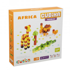 Set de constructii 200 piese, World Africa, Joc Din Lemn, Cubika
