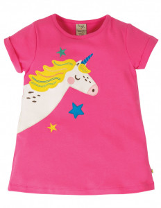 Tricou din bumbac organic - Flamingo/Unicorn, Frugi, 2-3 ani