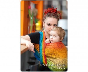 Natibaby wrap tesut, portbebe , ROSETTA MULTICOLOR (5,2 m)
