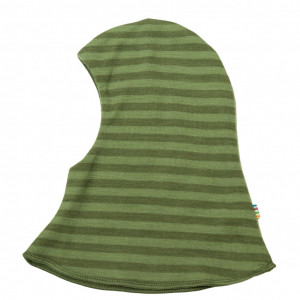 Cagulă dublată reversibilă din lână merinos Joha - Green Stripe