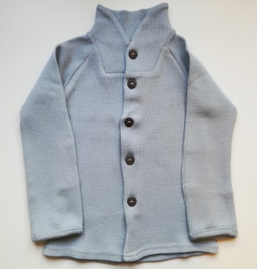 Cardigan ManyMonths Unique lână merinos - Bright Silver (cu guler)