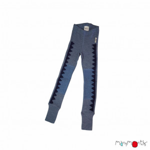 Colanti ManyMonths Dino lână merinos cu protecții genunchi - Blue Mist