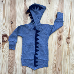 Hanorac lână merinos ManyMonths - Dino Blue Mist