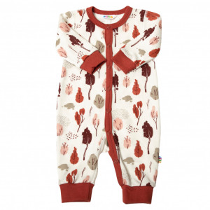 Jumpsuit lână merinos și bambus Joha - Chili Red Trees