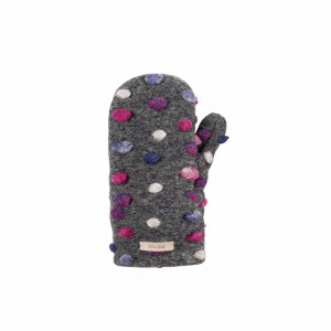 Manusi Pure Pure din lână organica boiled wool Dots - Slate/Berry