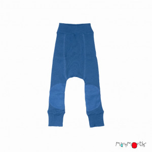 Pantaloni dublati Manymonths Patches lână merinos - Cosmos Blue