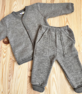 Pantaloni lână merinos fleece Joha - Basic Sesame Melange