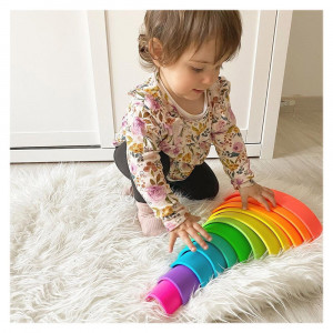 Rainbow, joc de stivuire mare, 12 buc, neon colors, Dena