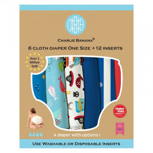 Set 6 scutece textile Charlie Banana - inserturi noi cu fleece , Ocean Adventure