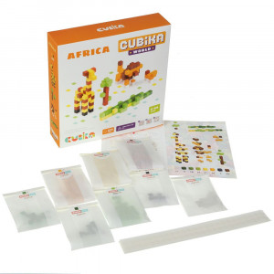 Set de constructii 200 piese, World Africa, Joc Din Lemn, Cubika