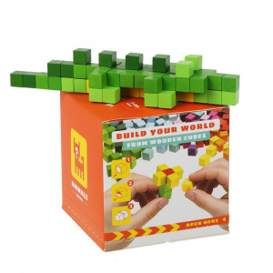 Set de constructii 64 piese, World Animal Series, Joc Din Lemn, Cubika