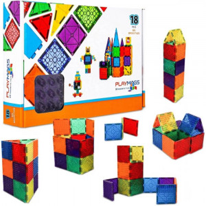 Set Playmags 18 piese magnetice de construcție cu forme mari pentru cărămizi de construit gen Lego