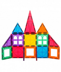 Set Playmags Junior: 32 piese magnetice de construcție + 6 clickins ABC