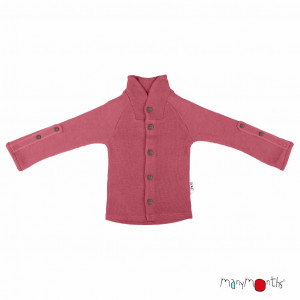 Cardigan ManyMonths lână merinos - Earth Red (cu guler)