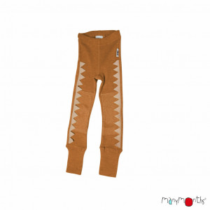 Colanti ManyMonths Dino lână merinos cu protecții genunchi - Clay
