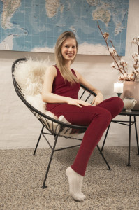 Maiou femei lână merinos Joha - Basic Fuchsia