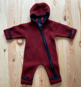 Overall din lână fiartă cu mănuși și botoșei, Stapf - Dark Red/ Midnight