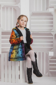 Palton/Haina pentru fetite Lennylamb - Rainbow Lace Dark with Black