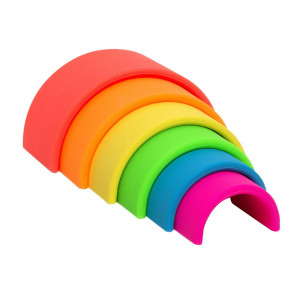 Rainbow, joc de stivuire, 6 piese, neon colors, Dena Toys