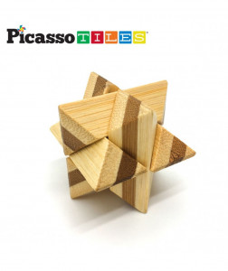 Set PicassoTiles 8 stiluri de Puzzle logic din lemn: cuburi Burr, minge, butoi, șarpe-cub