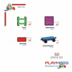 Set Playmags - 50 De Accesorii Pentru Construcții Magnetice + 5 Ferestre