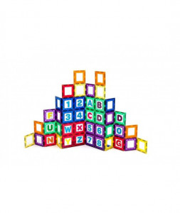 Set Playmags Exclusiv Educațional - 36 Piese Magnetice: 18 Ferestre + 18 Litere Și Cifre