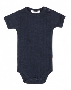 Body Joha cu maneca scurta lână merinos si matase - Basic Navy