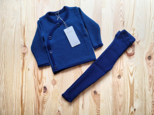 Cardigan lână merinos Disana - Navy/Blue