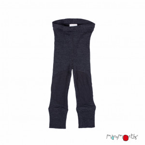 Colanți lână merinos Manymonths cu protecții genunchi - Patches Foggy Black