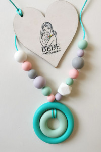 Colier de babywearing, alaptare si dentitie din silicon - Green Circles