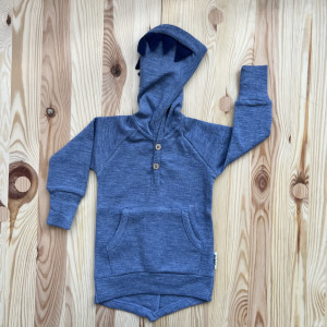 Hanorac lână merinos ManyMonths - Dino Blue Mist
