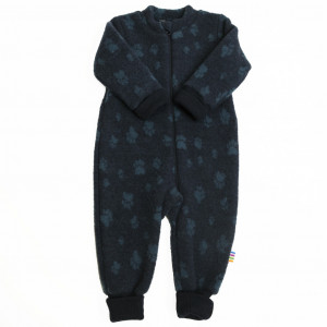 Overall Joha din lana merinos fleece, cu manusi si botosei - Footprint Navy