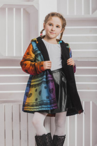 Palton/Haina pentru fetite Lennylamb - Rainbow Lace Dark with Black