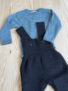 Pantaloni cu bretele lână merinos Disana - Anthracite